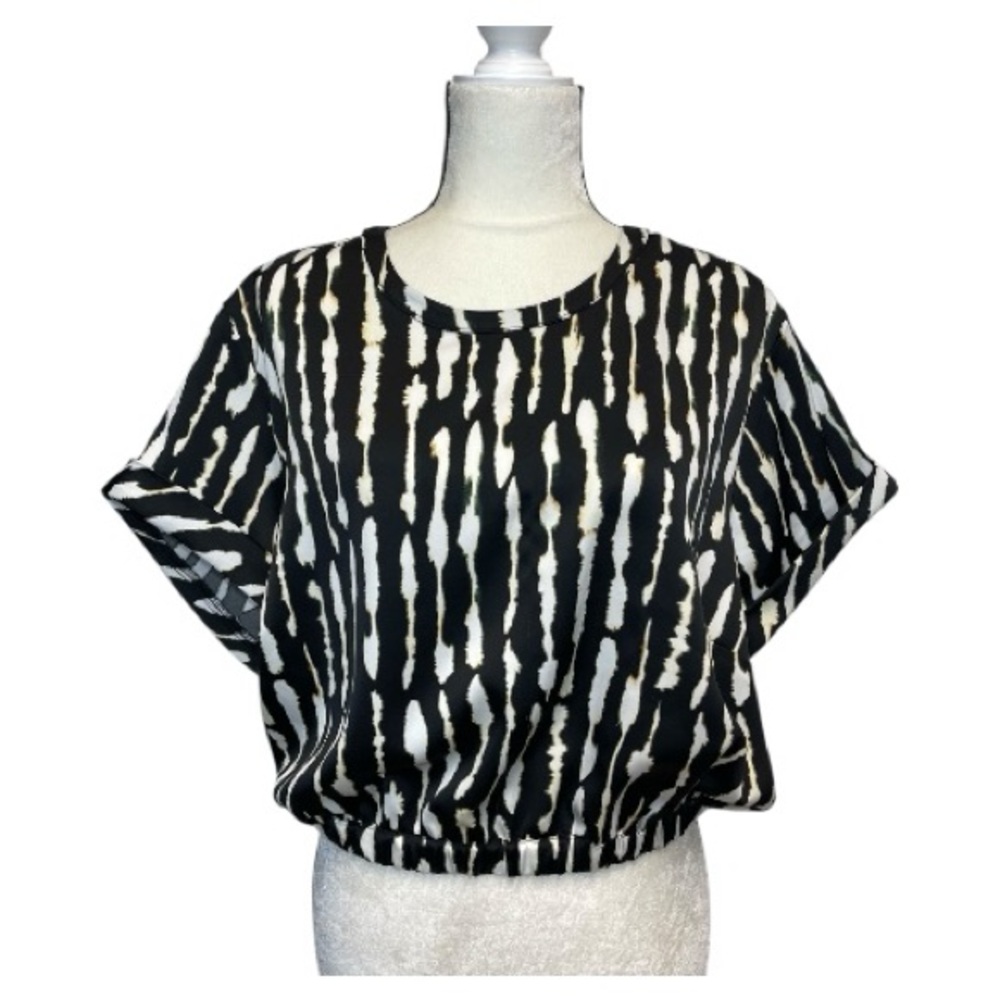 Bar III Nicole Williams English Black and White Top Size 1X